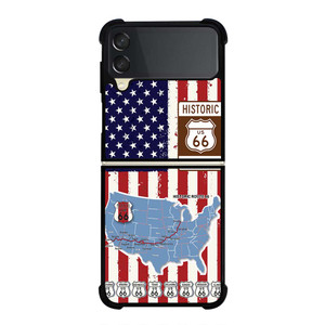 HISTORICAL ROUTE 66 USA FLAG Samsung Galaxy Z Flip 3 Case Cover HISTORICAL ROUTE 66 USA FLAG Samsung Galaxy Z Flip 3 Case Cover