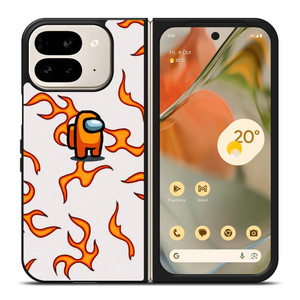 AMONG US ORANGE FLAMES Google Pixel 9 Pro Fold Case Cover