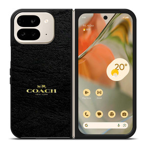 COACH LOGO TEXTURE BLACK Google Pixel 9 Pro Fold Case Cover