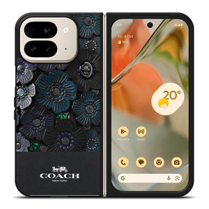 COACH NEW YORK BLACK TEA ROSE Google Pixel 9 Pro Fold Case Cover