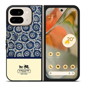 COACH NEW YORK BLUE FLORAL BATIK Google Pixel 9 Pro Fold Case Cover