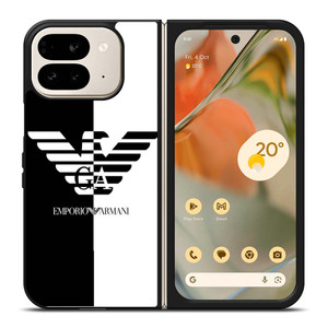 EMPORIO ARMANI WHITE BLACK Google Pixel 9 Pro Fold Case Cover