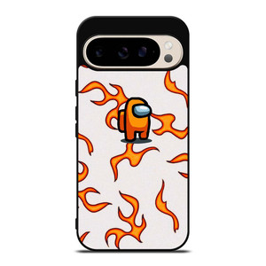 AMONG US ORANGE FLAMES Google Pixel 9 Pro Case Cover AMONG US ORANGE FLAMES Google Pixel 9 Pro Case Cover