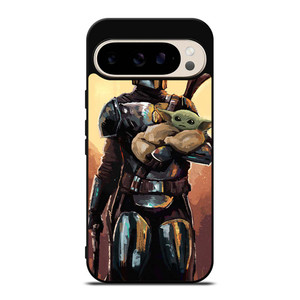 BABY YODA AND THE MANDALORIAN STAR WARS ART Google Pixel 9 Pro Case Cover