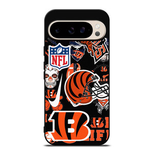 CINCINNATI BENGALS NFL STICKER BOMB Google Pixel 9 Pro Case Cover CINCINNATI BENGALS NFL STICKER BOMB Google Pixel 9 Pro Case Cover