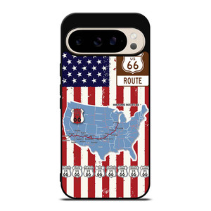 HISTORICAL ROUTE 66 USA FLAG Google Pixel 9 Pro Case Cover