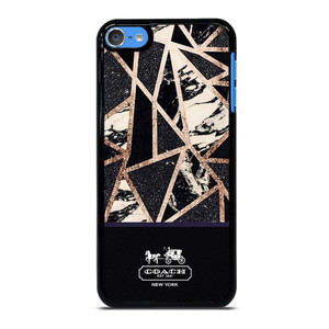 COACH NEW YORK GOLD BLACK TEXTURE iPod Touch 7 Case Cover COACH NEW YORK GOLD BLACK TEXTURE iPod Touch 7 Case Cover