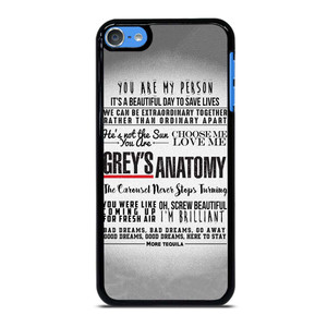 GREY'S ANATOMY QUOTES iPod Touch 7 Case Cover