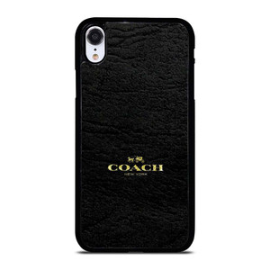 COACH LOGO TEXTURE BLACK iPhone XR Case Cover