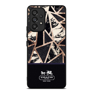 COACH NEW YORK GOLD BLACK TEXTURE Samsung Galaxy A53 Case Cover