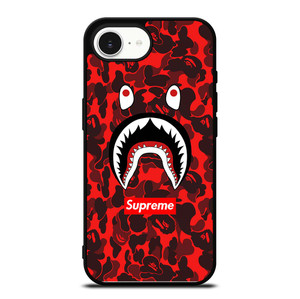 BAPE SHARK SUPREME CAMO RED iPhone 16e Case Cover BAPE SHARK SUPREME CAMO RED iPhone 16e Case Cover
