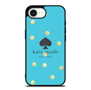 KATE SPADE NEW YORK LOGO BLUE GOLDEN POLKADOTS iPhone 16e Case Cover