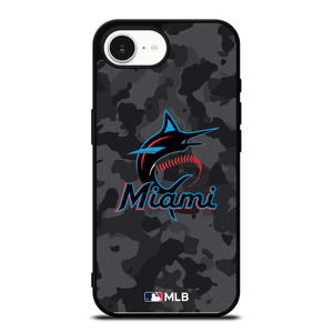 MIAMI MARLINS BASEBALL BLACK CAMO iPhone 16e Case Cover MIAMI MARLINS BASEBALL BLACK CAMO iPhone 16e Case Cover