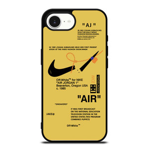 NIKE AIR OFF WHITE YELLOW iPhone 16e Case Cover NIKE AIR OFF WHITE YELLOW iPhone 16e Case Cover
