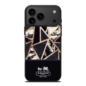 COACH NEW YORK GOLD BLACK TEXTURE iPhone 17 Pro Max Case Cover