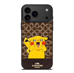 COACH NEW YORK LOGO BRWON EMBLEM X PIKACHU POKEMON iPhone 17 Pro Max Case Cover