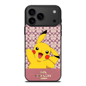 COACH NEW YORK LOGO PINK X PIKACHU POKEMON iPhone 17 Pro Max Case Cover