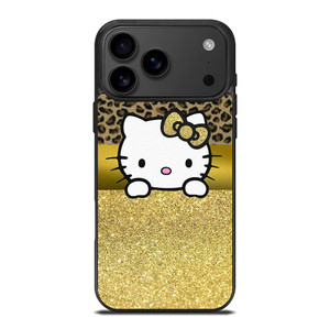 HELLO KITTY GOLD GLITTER LEOPARD iPhone 17 Pro Max Case Cover
