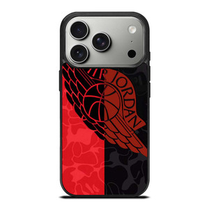 AIR JORDAN RED BLACK BAPE iPhone 17 Pro Case Cover