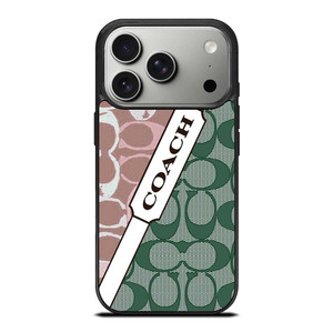 COACH NEW YORK LOGO PINK GREEN PATTERN ICON iPhone 17 Pro Case Cover