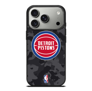 DETROIT PISTONS BLACK CAMO iPhone 17 Pro Case Cover