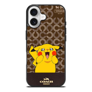 COACH NEW YORK LOGO BRWON EMBLEM X PIKACHU POKEMON iPhone 17 Case Cover