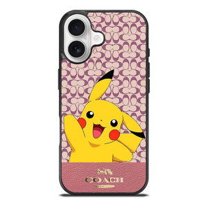 COACH NEW YORK LOGO PINK X PIKACHU POKEMON iPhone 17 Case Cover