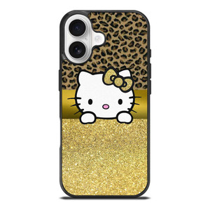 HELLO KITTY GOLD GLITTER LEOPARD iPhone 17 Case Cover