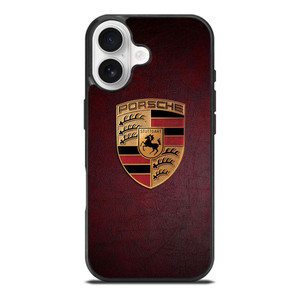 PORSCHE CAR LOGO ON RED LEATHER iPhone 17 Case Cover