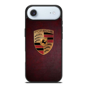 PORSCHE CAR LOGO ON RED LEATHER iPhone Air Case Cover