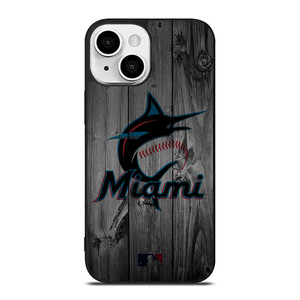 MIAMI MARLINS BASEBALL MLB WOOD LOGO iPhone 13 Mini Case Cover