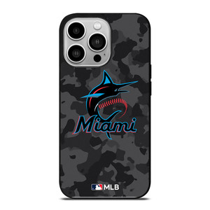MIAMI MARLINS BASEBALL BLACK CAMO iPhone 14 Pro Case Cover