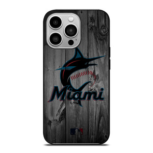 MIAMI MARLINS BASEBALL MLB WOOD LOGO iPhone 14 Pro Case Cover
