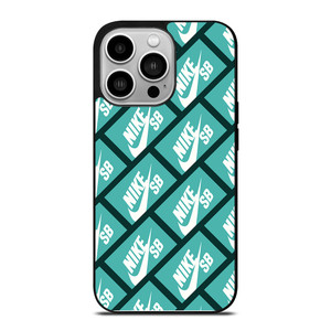NIKE SB SKATEBOARD BOX PATTERN TURQUOISE iPhone 14 Pro Case Cover