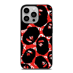 SUPREME X BAPE A BATHING APE iPhone 14 Pro Case Cover SUPREME X BAPE A BATHING APE iPhone 14 Pro Case Cover