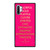 KATE SPADE NEW YORK QUOTES PINK Samsung Galaxy Note 10 Plus Case Cover