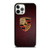 PORSCHE CAR LOGO ON RED LEATHER iPhone 12 Pro Case Cover