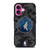 MINNESOTA TIMBERWOLVES BLACK CAMO iPhone 16 Plus Case Cover