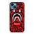 BAPE SHARK SUPREME CAMO RED iPhone 14 Case Cover