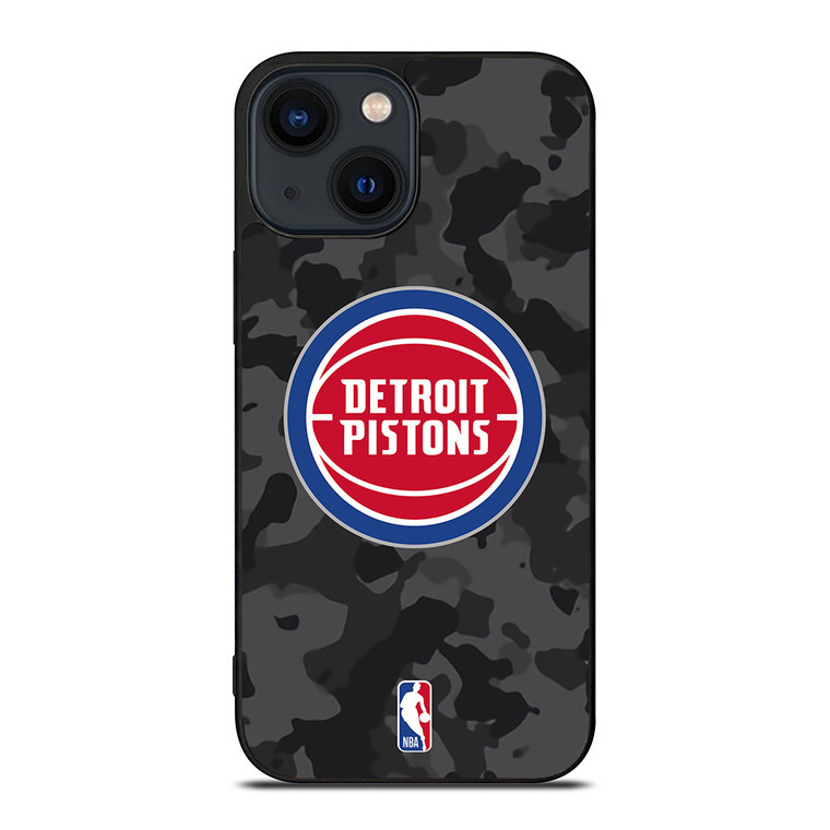 DETROIT PISTONS BLACK CAMO iPhone 14 Plus Case Cover