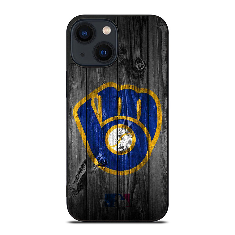 MILWAUKEE BREWERS MLB BASEBALL WOODEN LOGO iPhone 14 Plus Case Cover