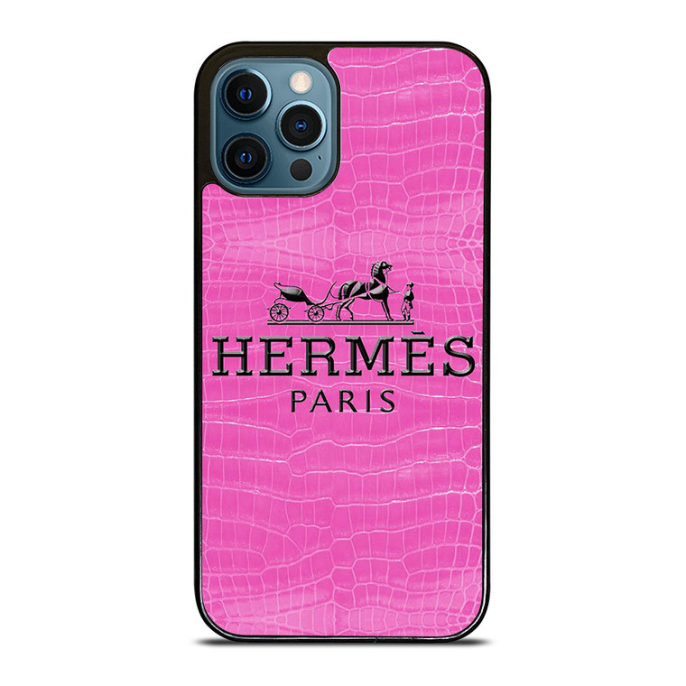HERMES PARIS PINK LEATHER iPhone 12 Pro Max Case Cover