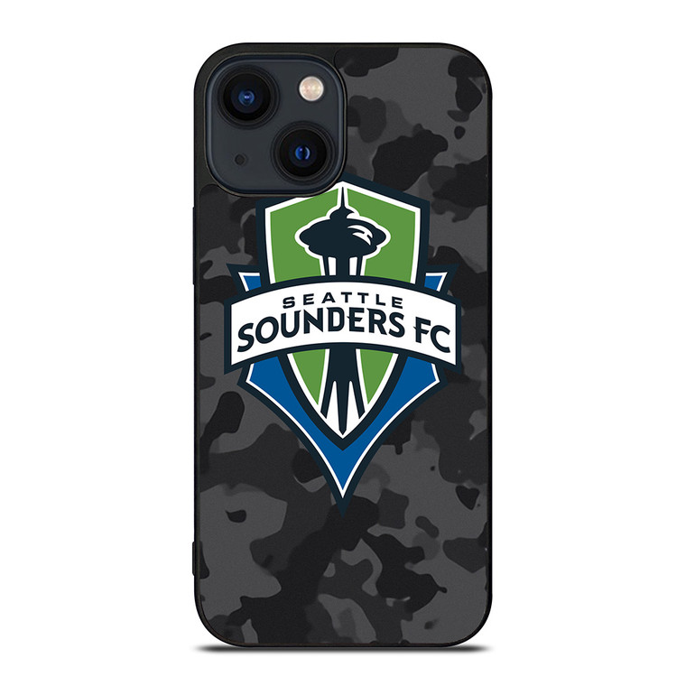 SEATTLE SOUNDERS FC MLS BLACK CAMO iPhone 14 Plus Case Cover