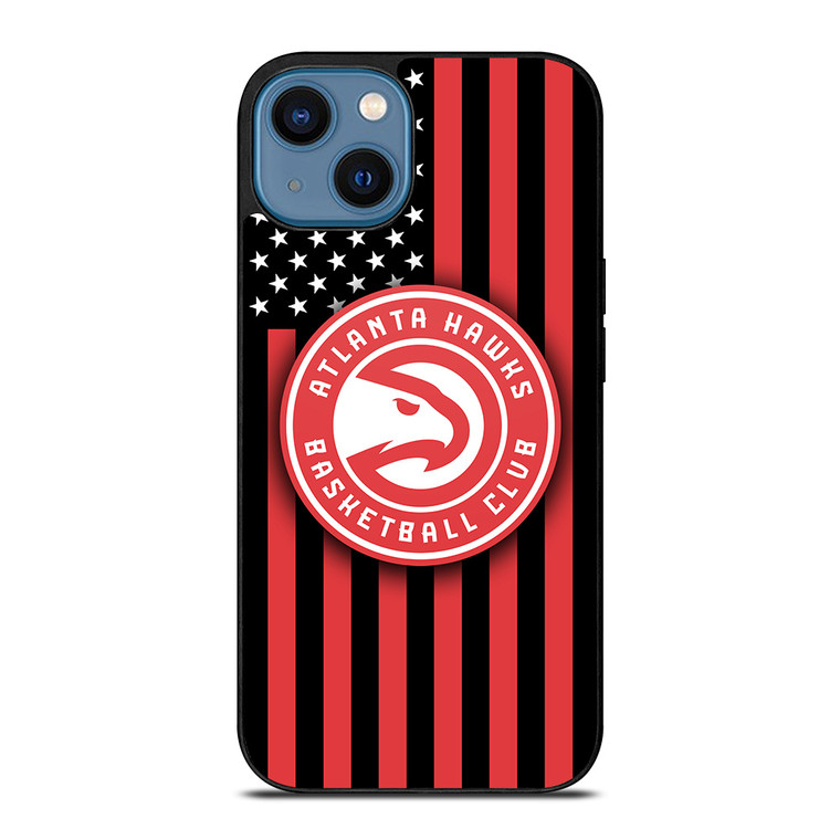 ATLANTA HAWKS NBA USA FLAG iPhone 14 Case Cover