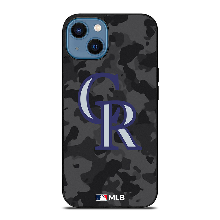 COLORADO ROCKIES BASEBALL BLACK CAMO iPhone 14 Case Cover