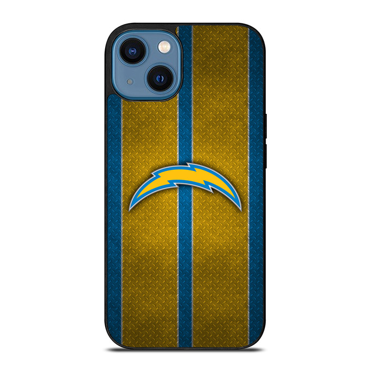 LOS ANGELES CHARGERS NFL METAL STRIPE iPhone 14 Case Cover LOS ANGELES CHARGERS NFL METAL STRIPE iPhone 14 Case Cover