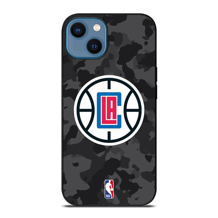 LOS ANGELES CLIPPERS BLACK CAMO iPhone 14 Case Cover LOS ANGELES CLIPPERS BLACK CAMO iPhone 14 Case Cover