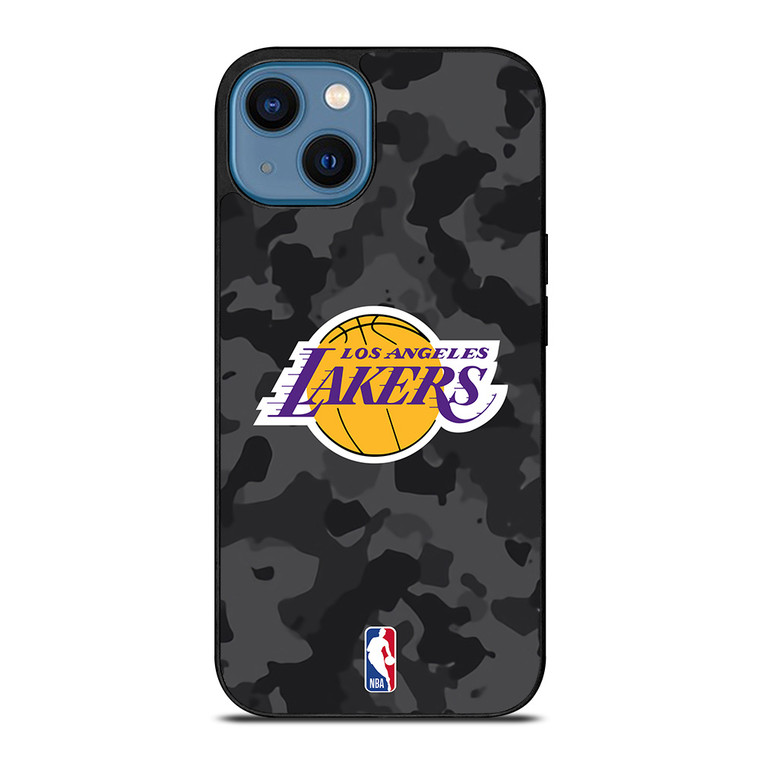 LOS ANGELES LAKERS BLACK CAMO iPhone 14 Case Cover LOS ANGELES LAKERS BLACK CAMO iPhone 14 Case Cover