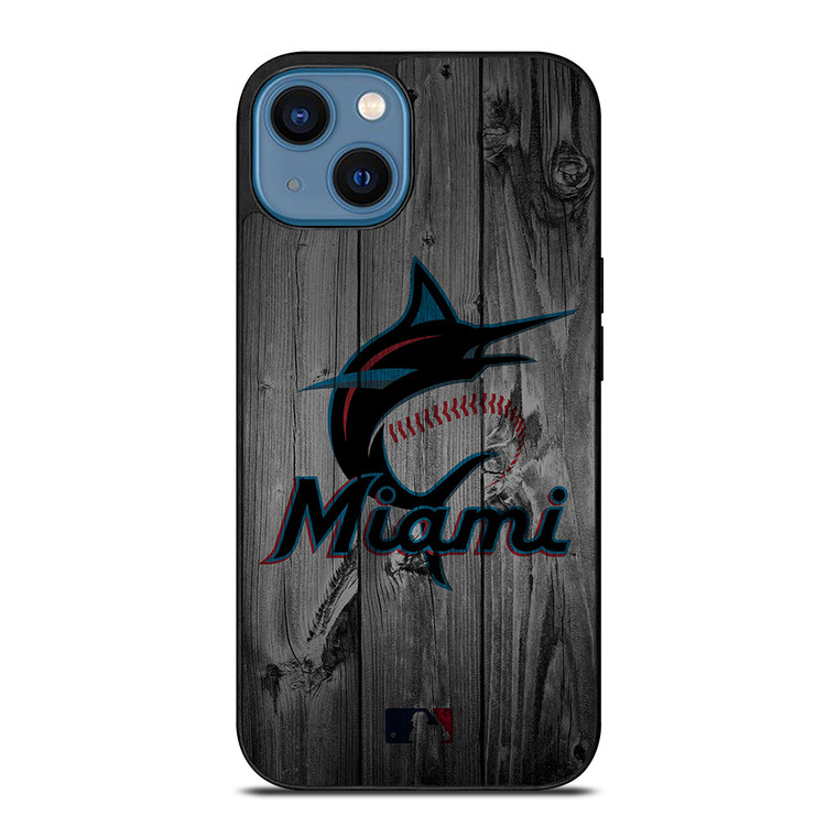 MIAMI MARLINS BASEBALL MLB WOOD LOGO iPhone 14 Case Cover