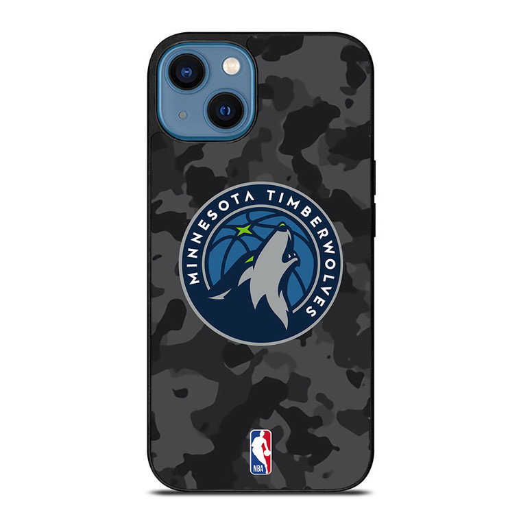 MINNESOTA TIMBERWOLVES BLACK CAMO iPhone 14 Case Cover